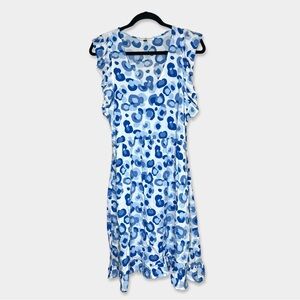 MICHELLE MCDOWELL Mini Dress Size XL Blue White Abstract Design GUC